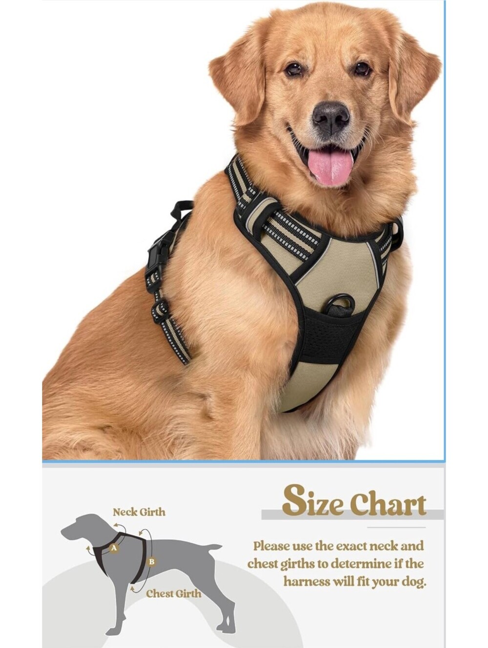 Rabbitgoo Classic No-Pull Dog Harness –Padded, Reflective, with Handle Size L